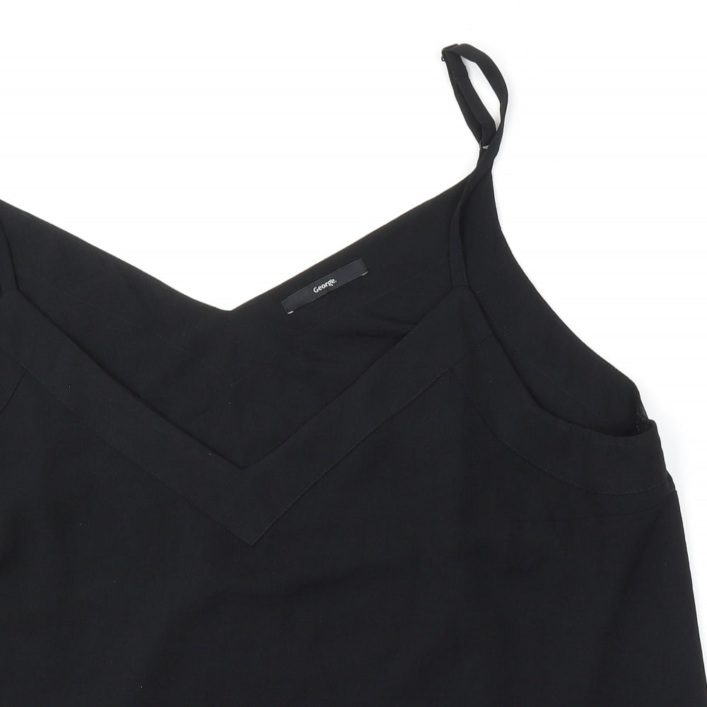 George Womens Black  Polyester Basic Blouse Size 24 V-Neck