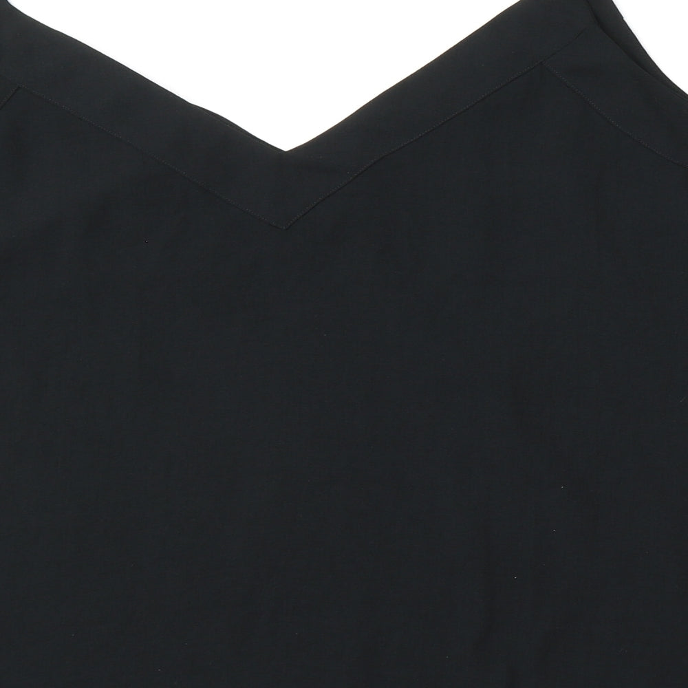 George Womens Black  Polyester Basic Blouse Size 24 V-Neck