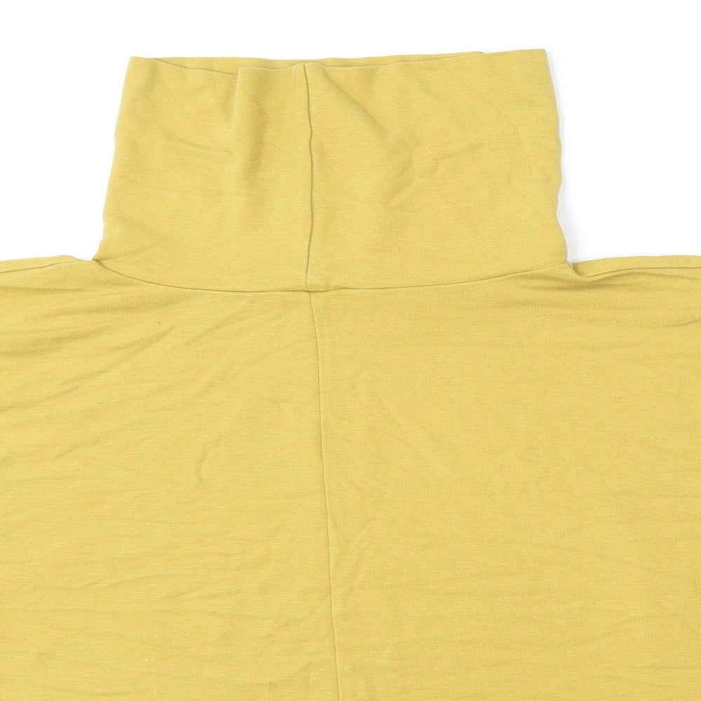 Papaya Womens Yellow High Neck  Viscose Pullover Jumper Size L