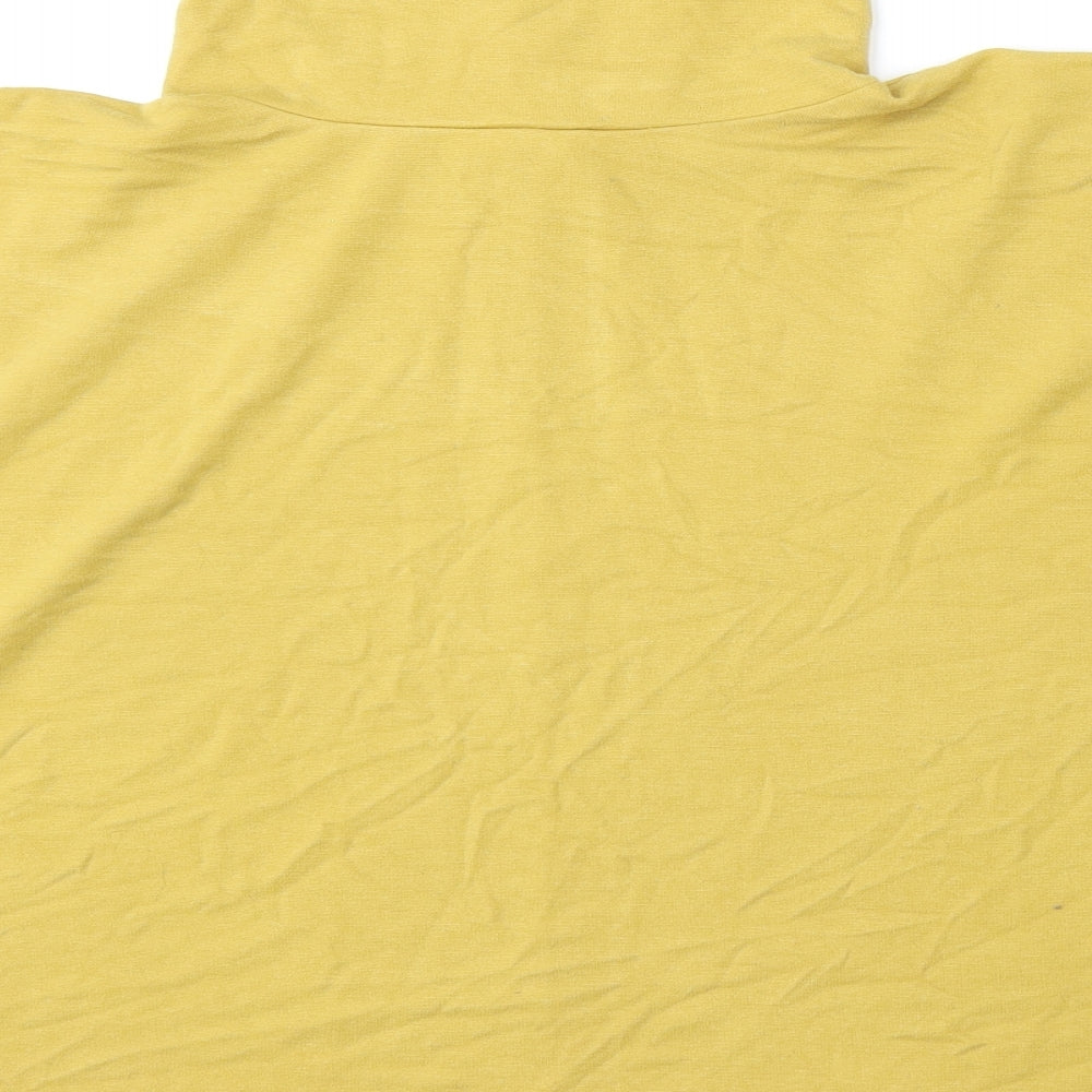 Papaya Womens Yellow High Neck  Viscose Pullover Jumper Size L