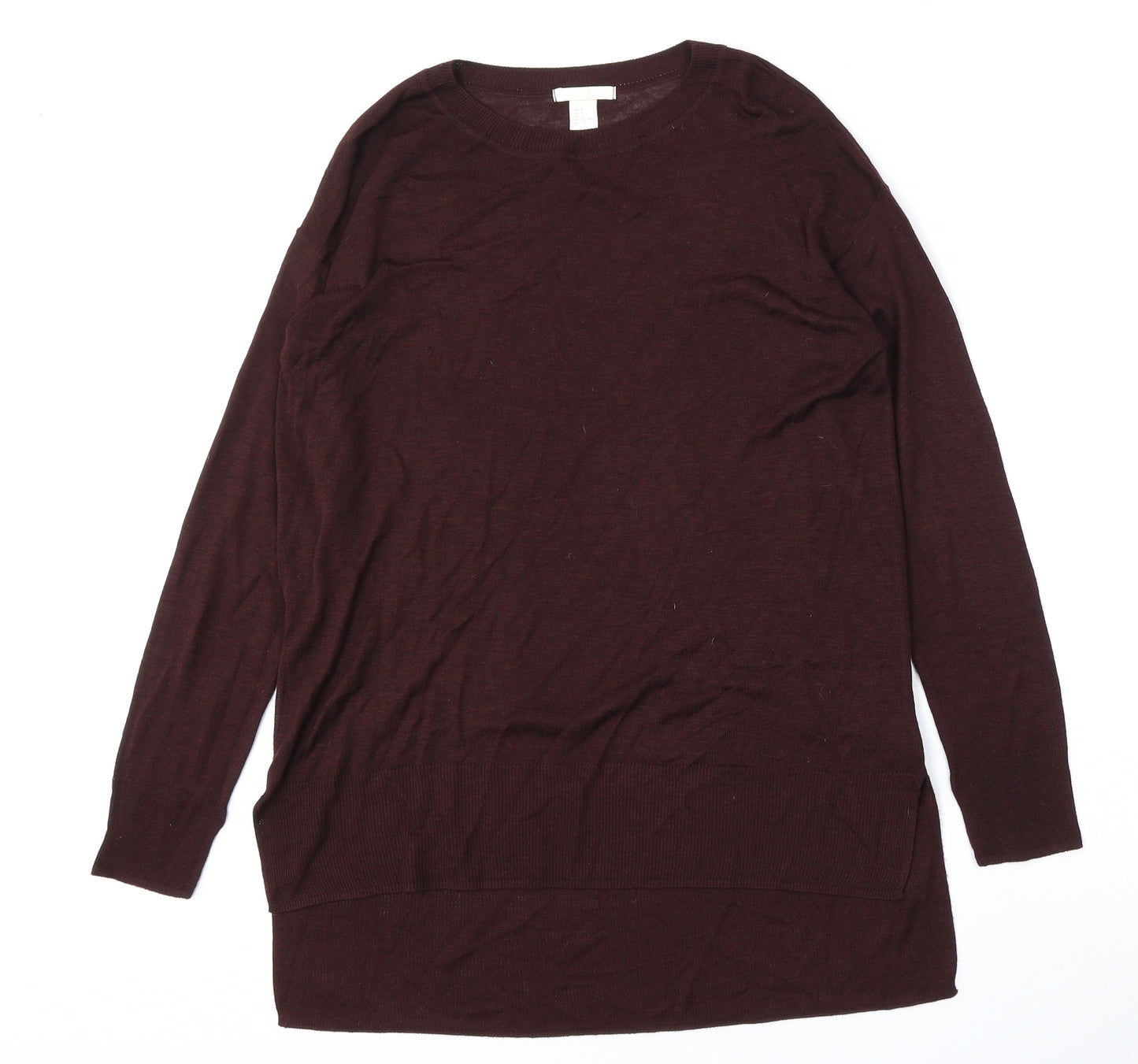 H&M Womens Red Round Neck  Acrylic Pullover Jumper Size S