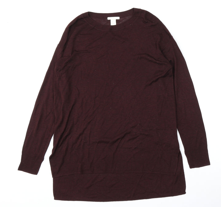 H&M Womens Red Round Neck  Acrylic Pullover Jumper Size S