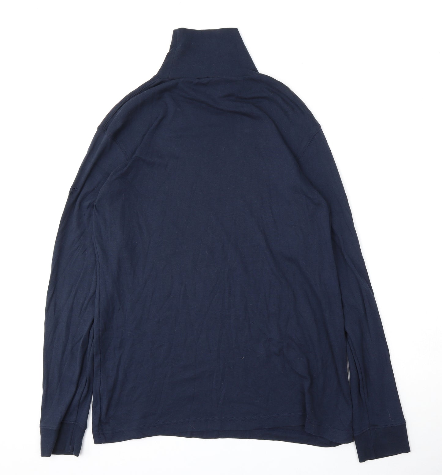 Cotton Traders Mens Blue Mock Neck  Cotton Pullover Jumper Size XL