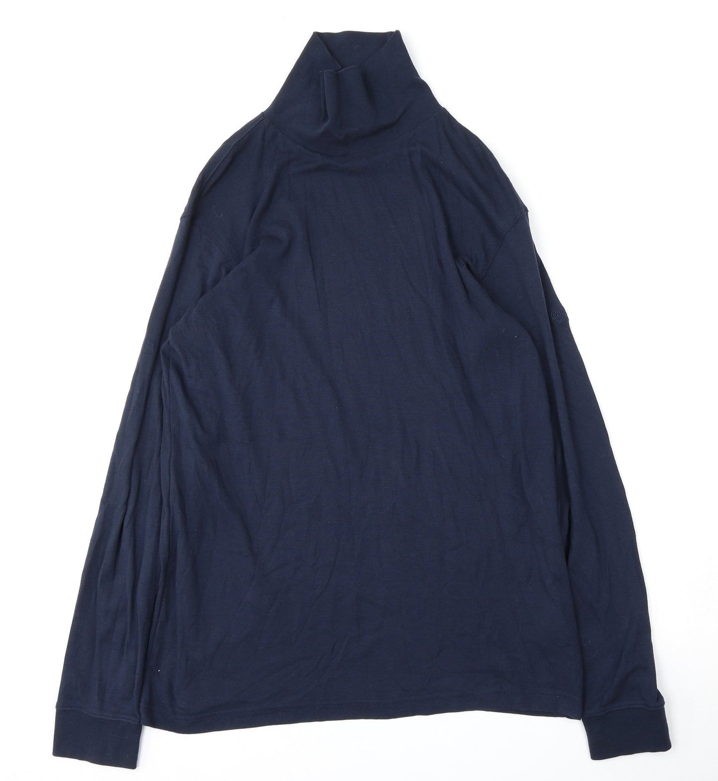 Cotton Traders Mens Blue Mock Neck  Cotton Pullover Jumper Size XL