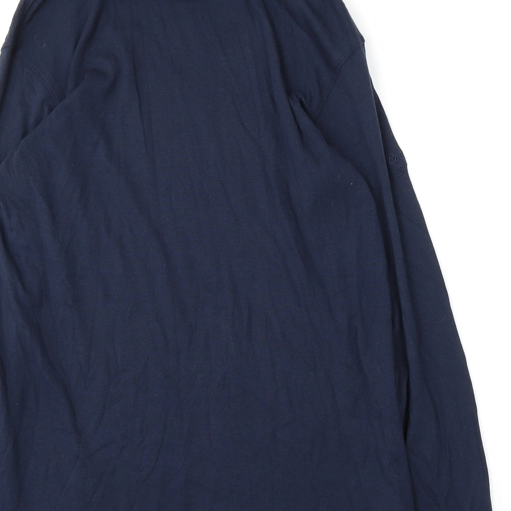 Cotton Traders Mens Blue Mock Neck  Cotton Pullover Jumper Size XL