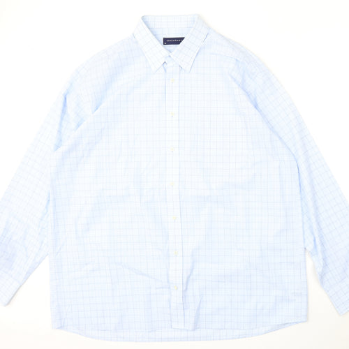 Debenhams Mens Blue Check Cotton  Button-Up Size 18 Collared