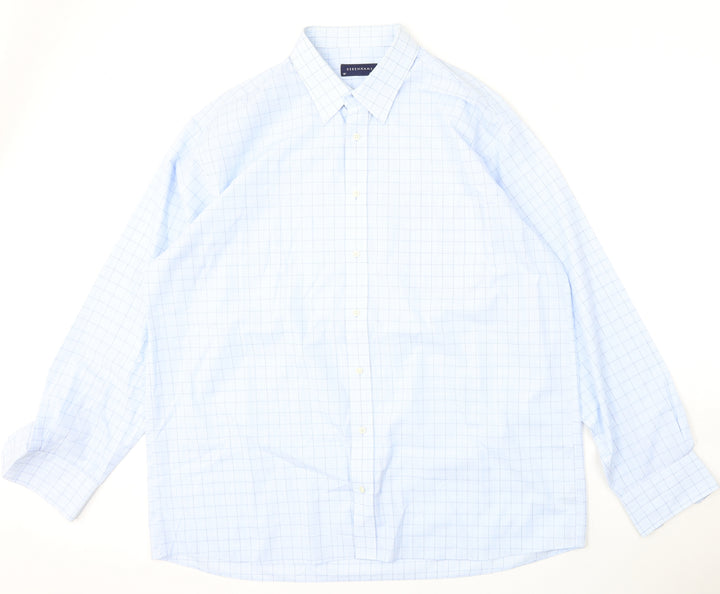 Debenhams Mens Blue Check Cotton  Button-Up Size 18 Collared
