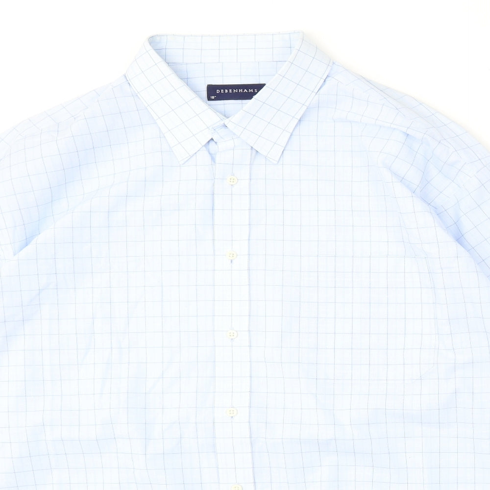 Debenhams Mens Blue Check Cotton  Button-Up Size 18 Collared
