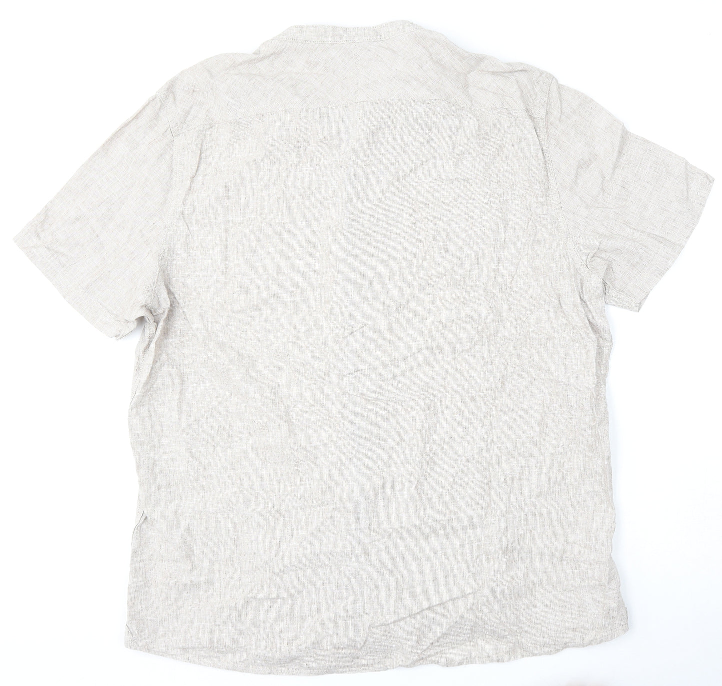 George Mens Beige  Linen  Polo Size XL Round Neck Button
