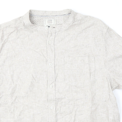 George Mens Beige  Linen  Polo Size XL Round Neck Button