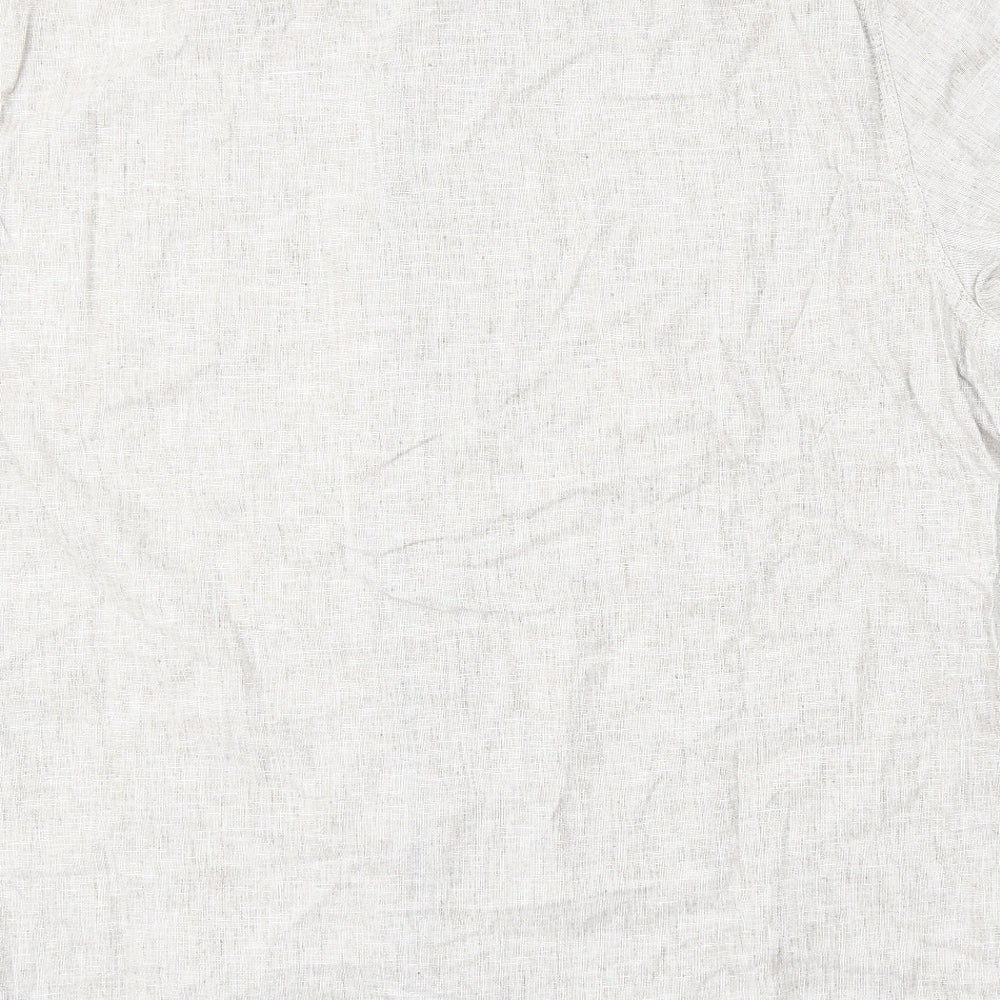 George Mens Beige  Linen  Polo Size XL Round Neck Button