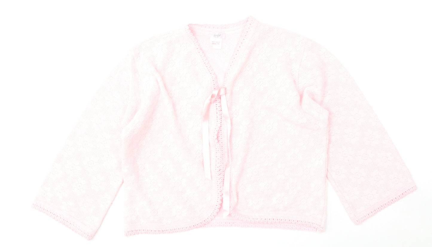 Lux Lux Womens Pink V-Neck  Acrylic Cardigan Jumper Size L