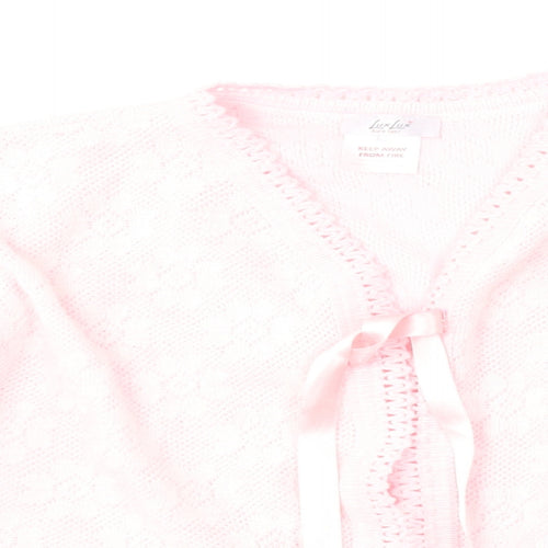 Lux Lux Womens Pink V-Neck  Acrylic Cardigan Jumper Size L