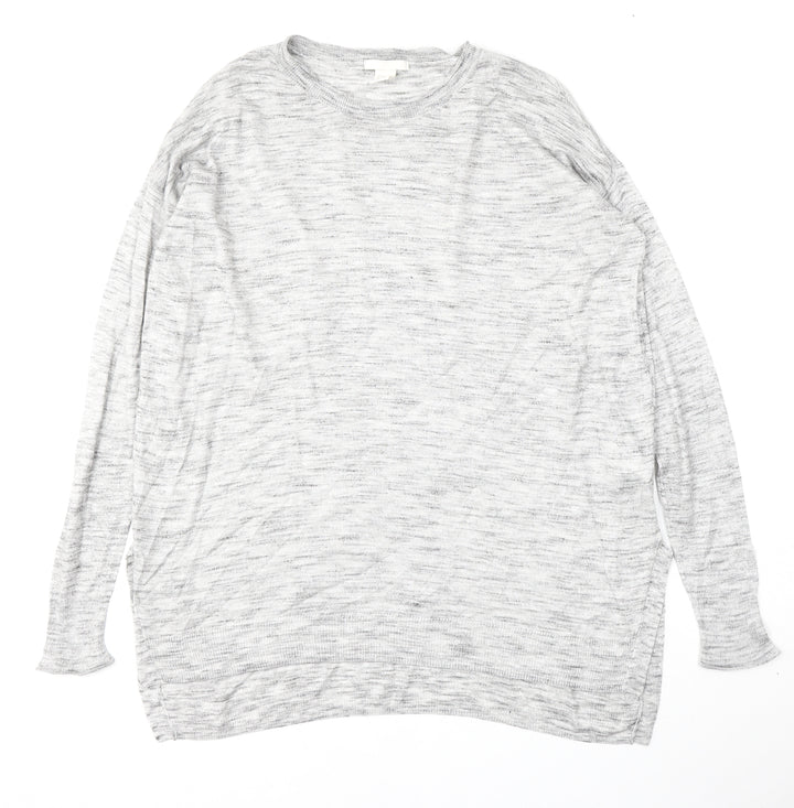 H&M Womens Grey Round Neck Acrylic Pullover Jumper Size XS