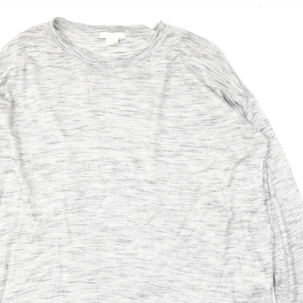 H&M Womens Grey Round Neck  Acrylic Pullover Jumper Size XS