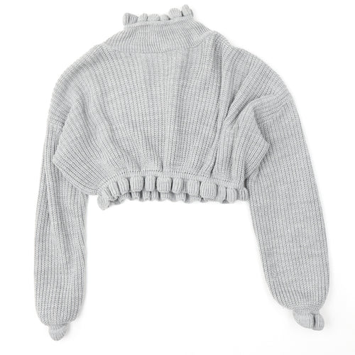 Preworn Womens Grey Mock Neck  Acrylic Pullover Jumper Size M