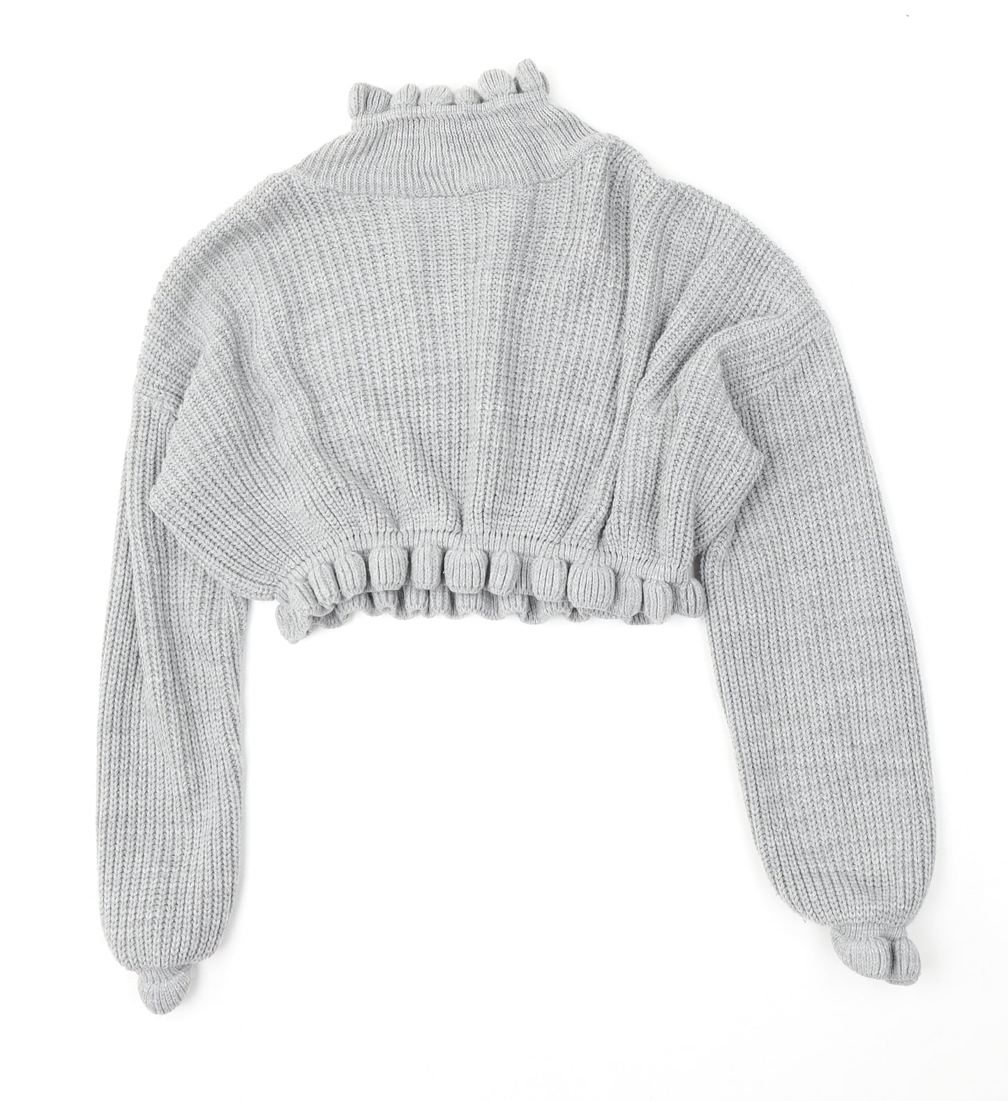 Preworn Womens Grey Mock Neck  Acrylic Pullover Jumper Size M