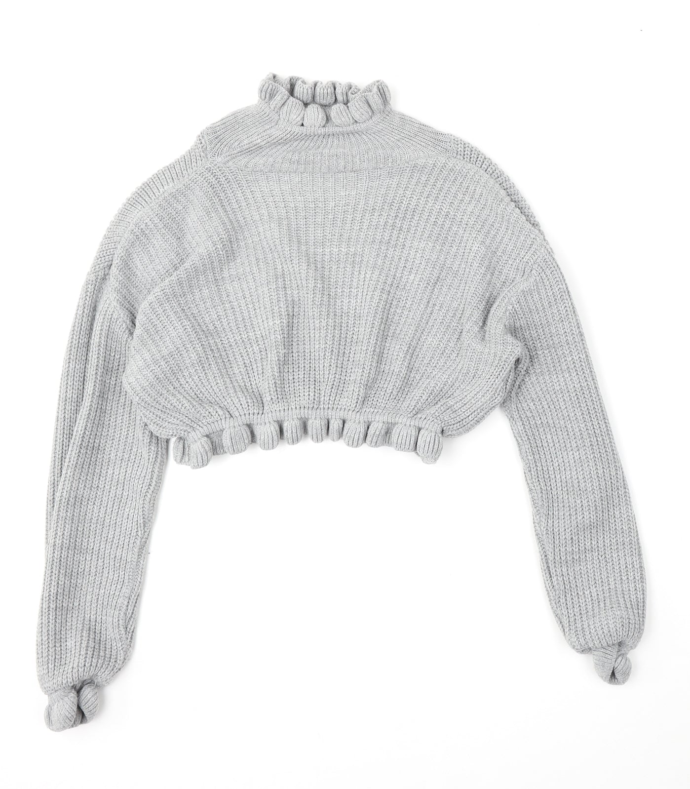 Preworn Womens Grey Mock Neck  Acrylic Pullover Jumper Size M