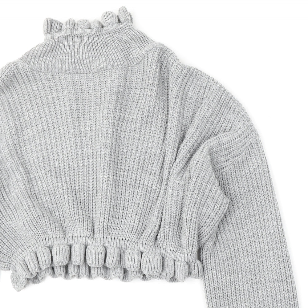 Preworn Womens Grey Mock Neck  Acrylic Pullover Jumper Size M