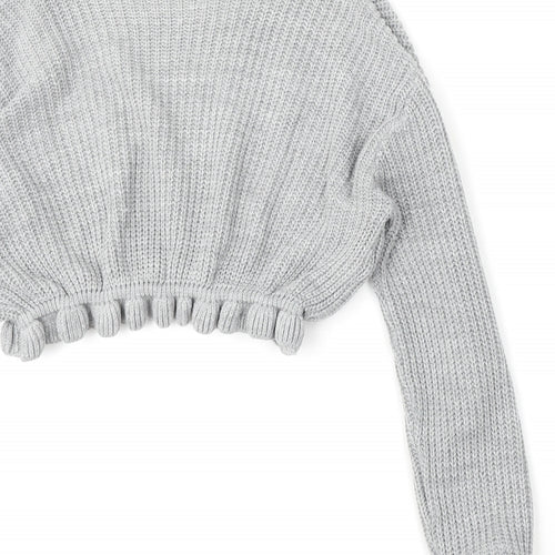 Preworn Womens Grey Mock Neck  Acrylic Pullover Jumper Size M
