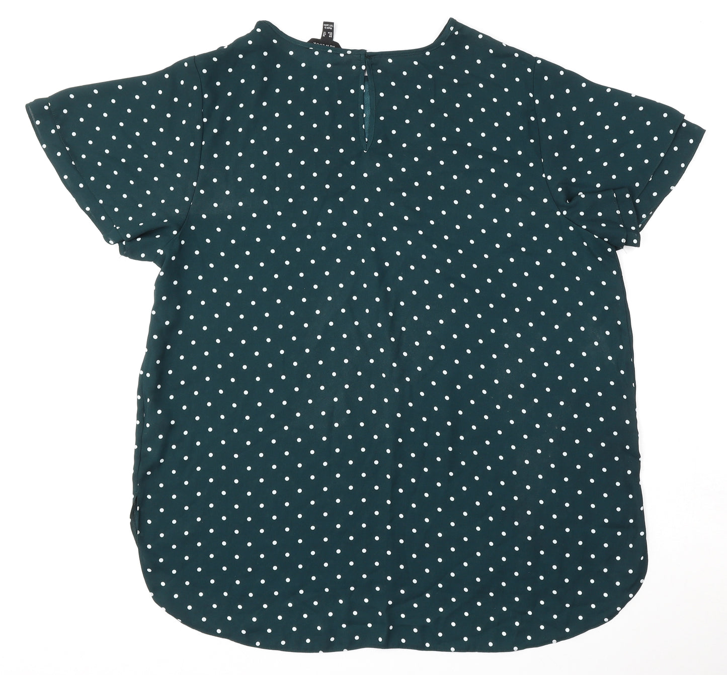 New Look Womens Green Polka Dot Polyester Basic Blouse Size 18 Round Neck