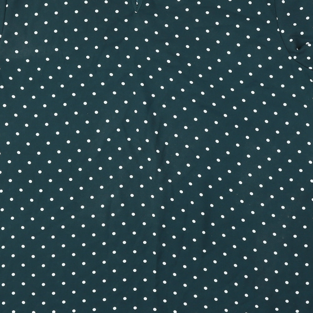 New Look Womens Green Polka Dot Polyester Basic Blouse Size 18 Round Neck