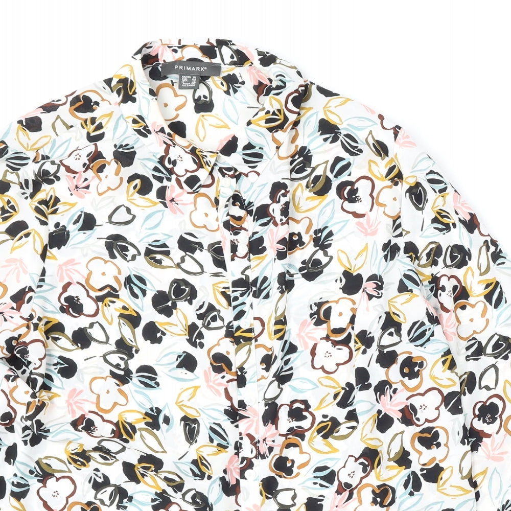 Primark Womens Multicoloured Floral Polyester Basic Button-Up Size 16 Collared