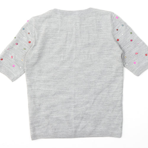 Marks and Spencer Womens Grey Round Neck  Acrylic Pullover Jumper Size 8