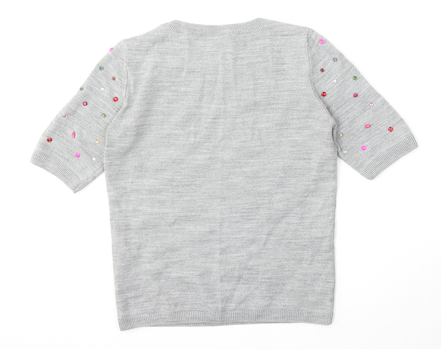 Marks and Spencer Womens Grey Round Neck  Acrylic Pullover Jumper Size 8