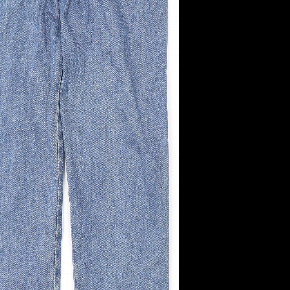Python Mens Blue  Cotton Straight Jeans Size 34 L33 in Regular Button