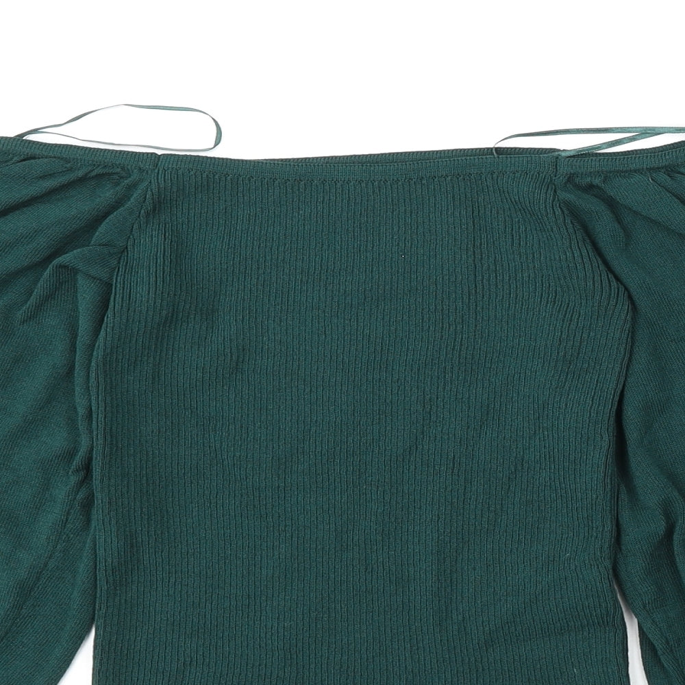 Dorothy Perkins Womens Green Square Neck  Viscose Pullover Jumper Size S
