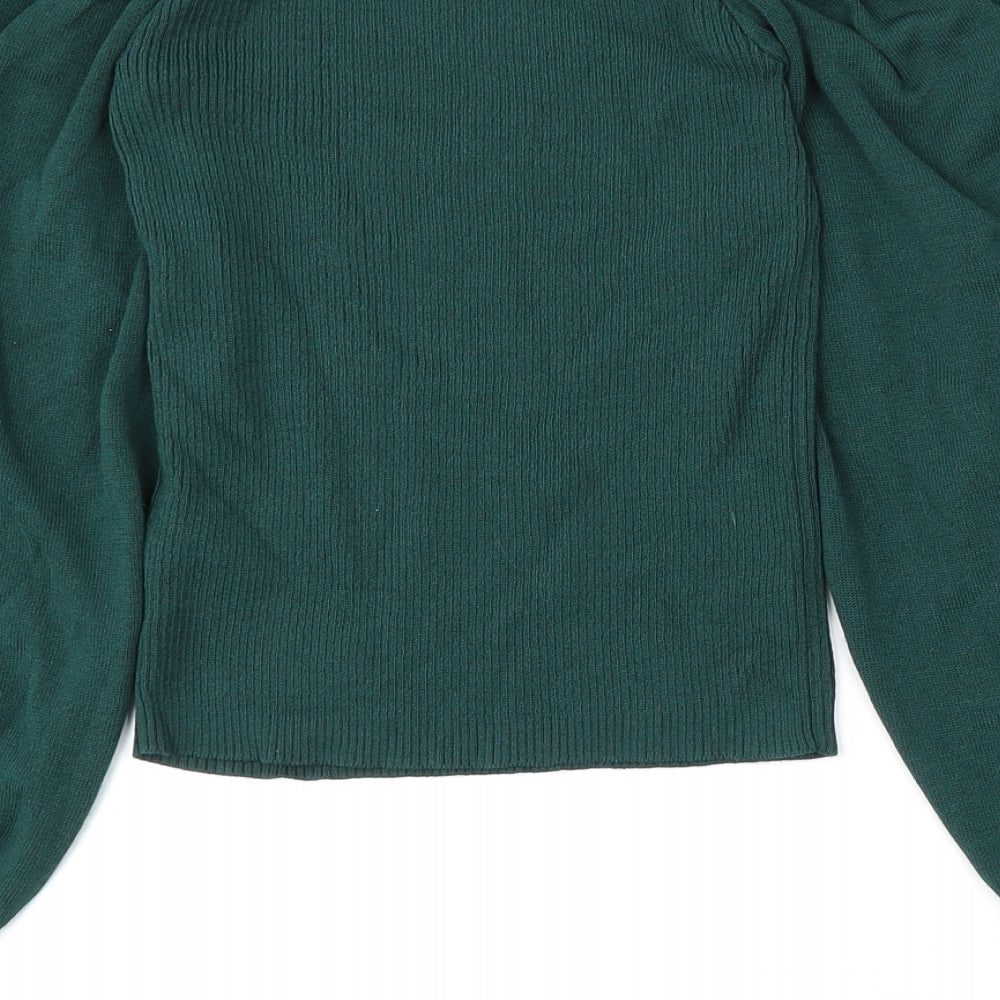 Dorothy Perkins Womens Green Square Neck  Viscose Pullover Jumper Size S