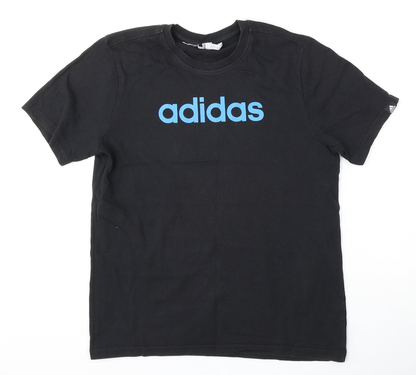 adidas Mens Black  Polyester  T-Shirt Size S Round Neck