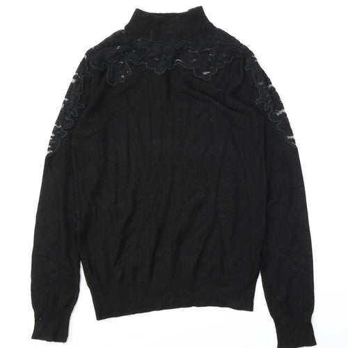 Primark Womens Black Mock Neck  Viscose Pullover Jumper Size 8
