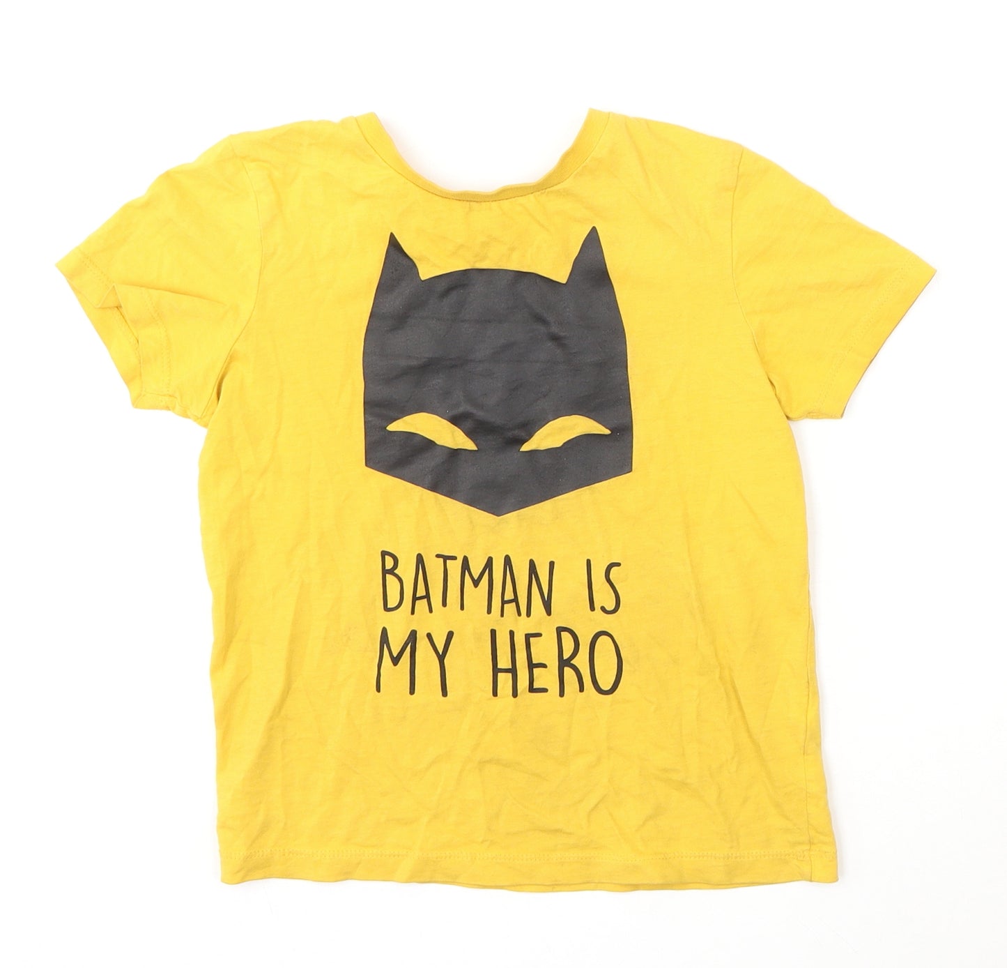 George Boys Yellow  Cotton Basic T-Shirt Size 6-7 Years Round Neck  - Batman