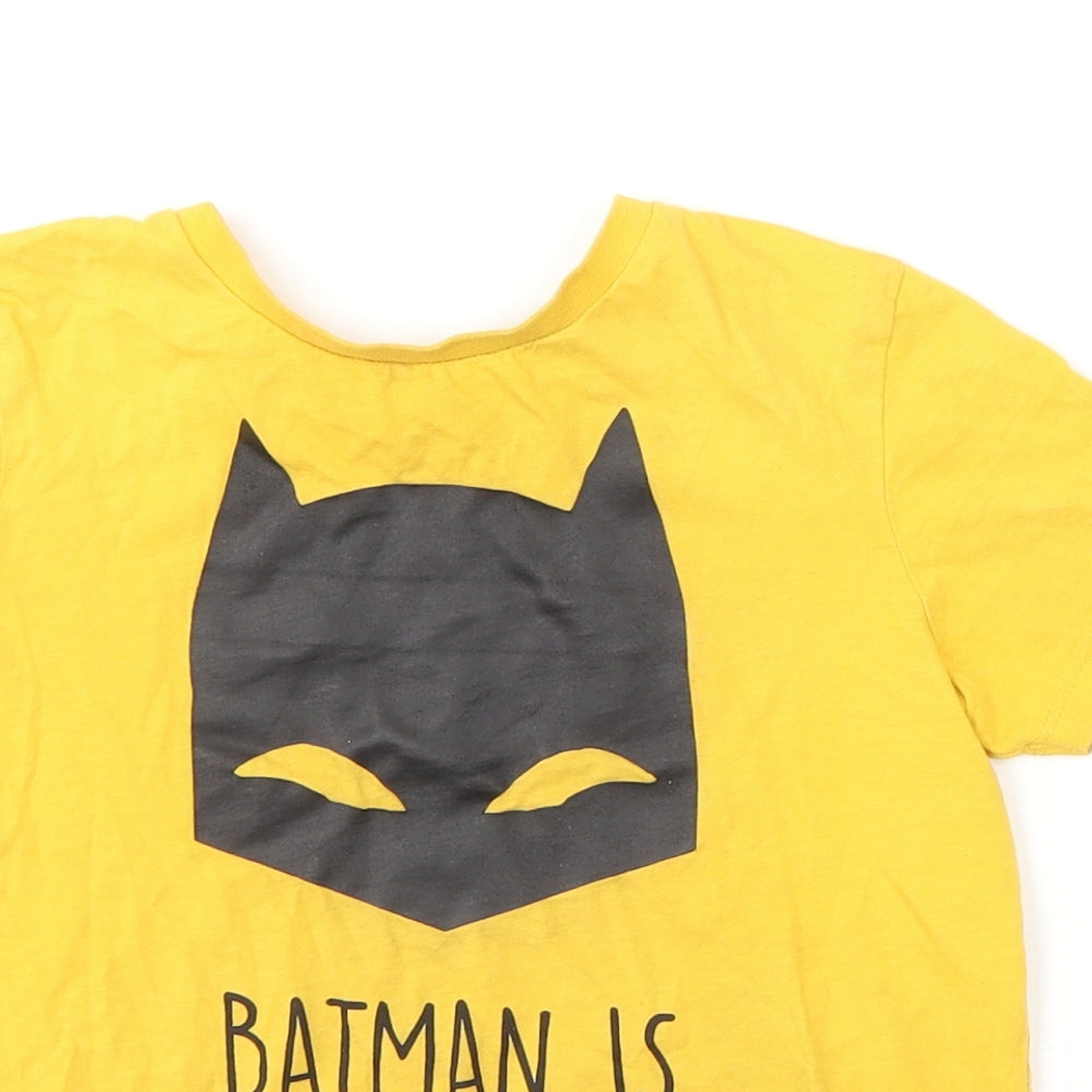 George Boys Yellow  Cotton Basic T-Shirt Size 6-7 Years Round Neck  - Batman