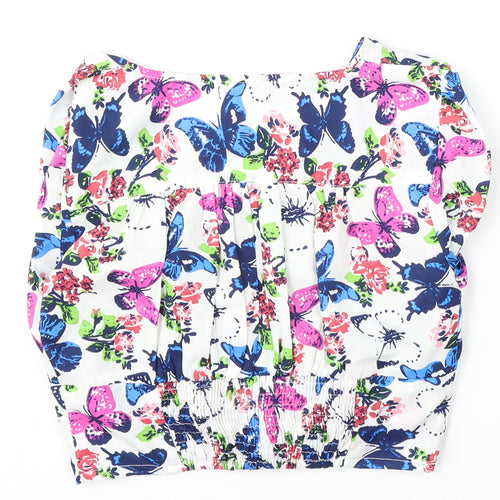 Chemisty Womens Multicoloured Floral Polyester Basic Blouse Size 10 V-Neck