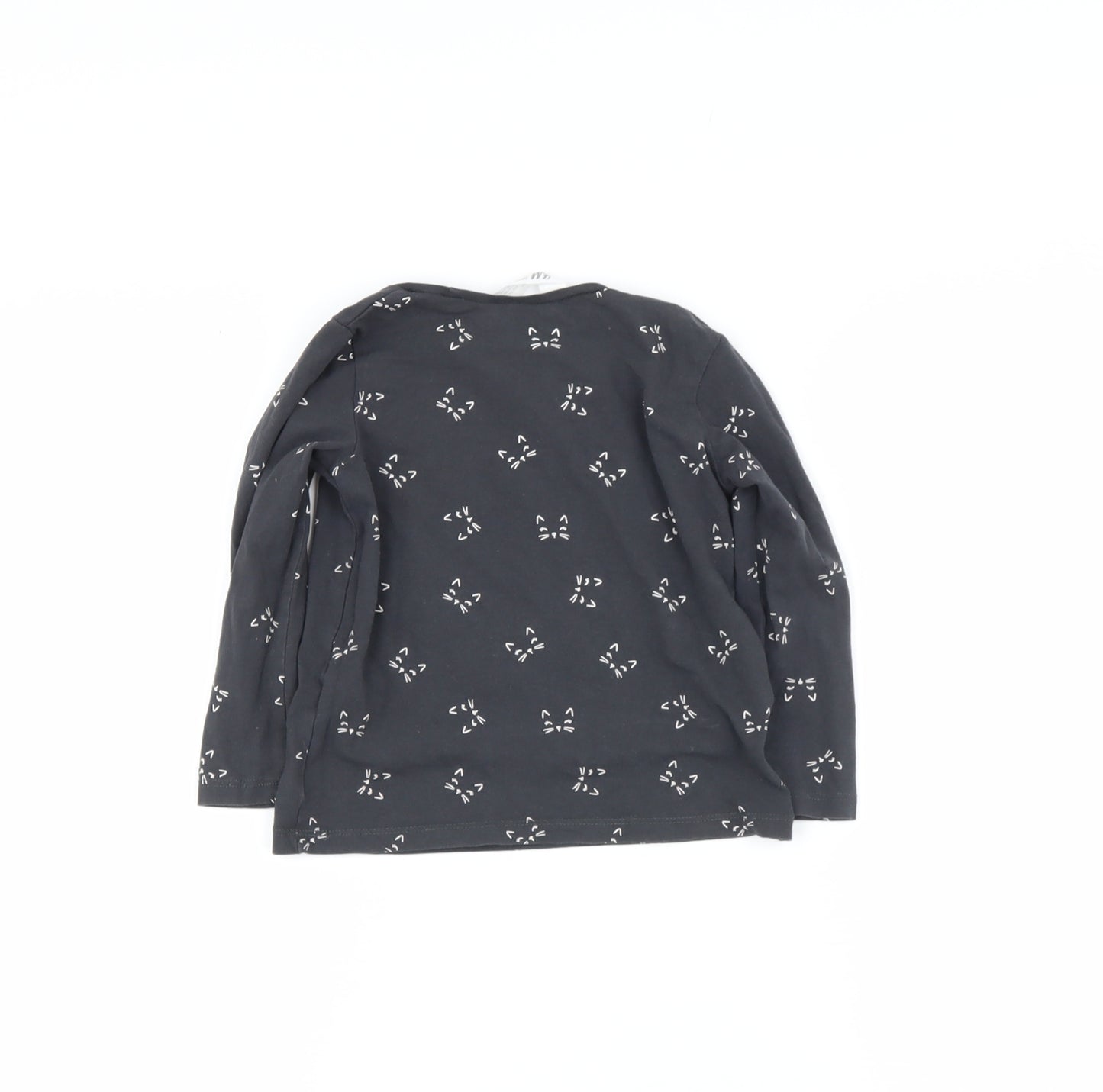 H&M Girls Blue  Cotton Basic Casual Size 3-4 Years Round Neck