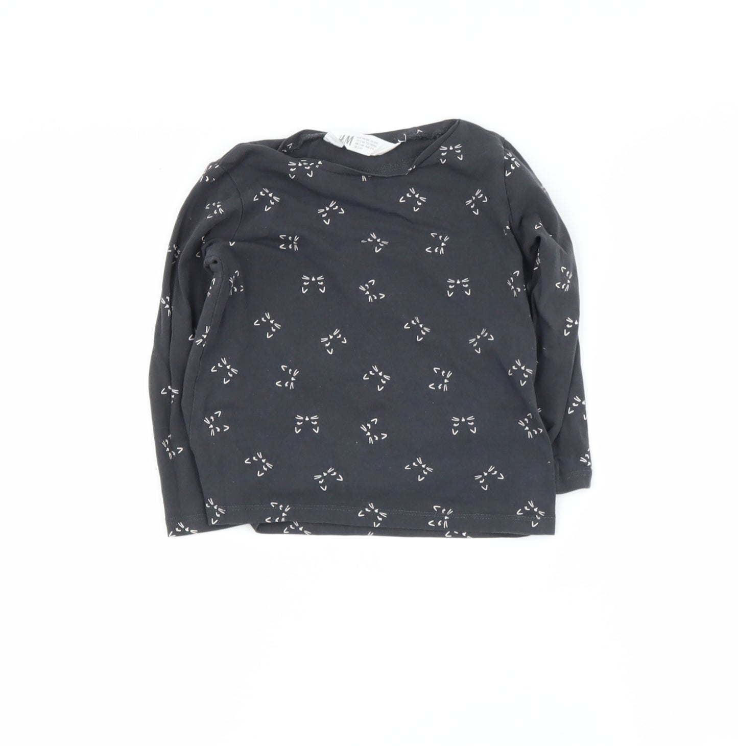 H&M Girls Blue  Cotton Basic Casual Size 3-4 Years Round Neck