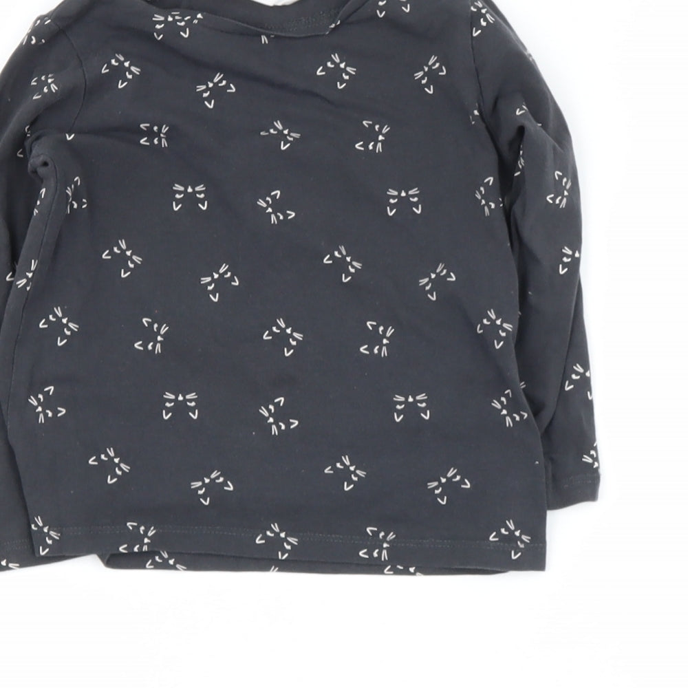 H&M Girls Blue  Cotton Basic Casual Size 3-4 Years Round Neck