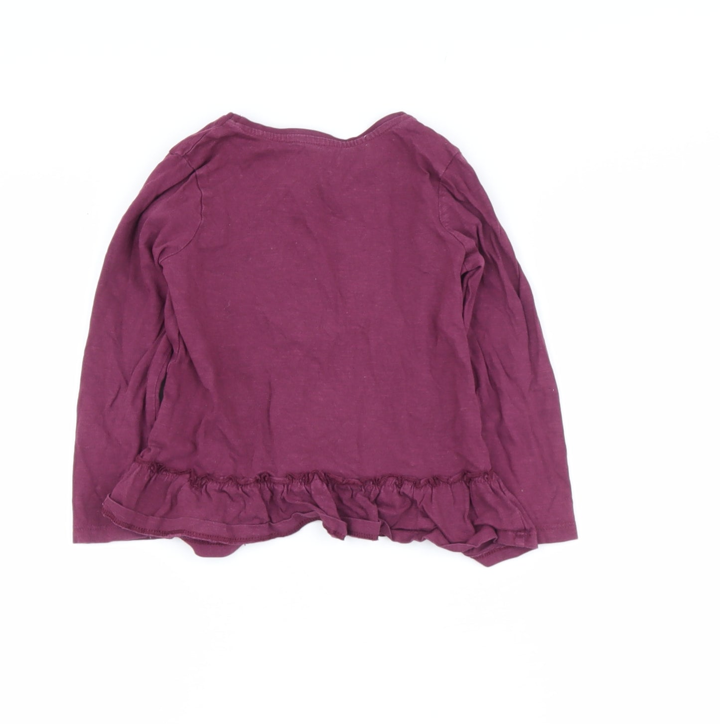 TU Girls Purple  Cotton Basic Casual Size 3-4 Years Round Neck