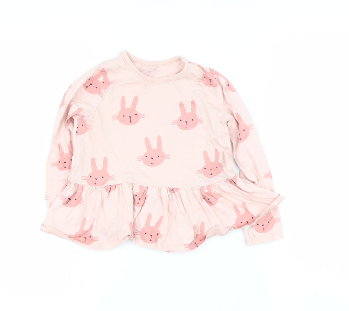 George Girls Pink  Cotton Basic Casual Size 3-4 Years Round Neck