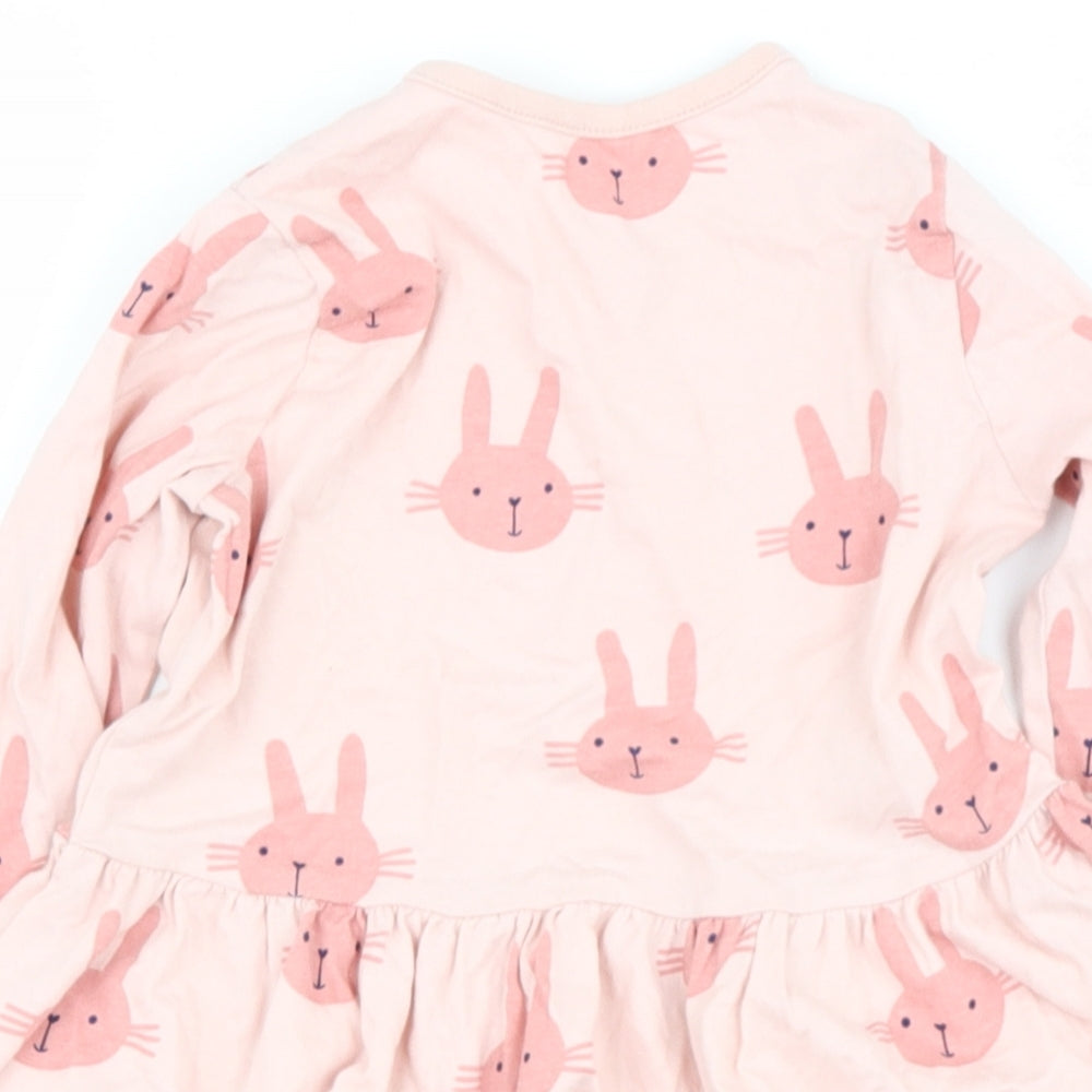 George Girls Pink  Cotton Basic Casual Size 3-4 Years Round Neck