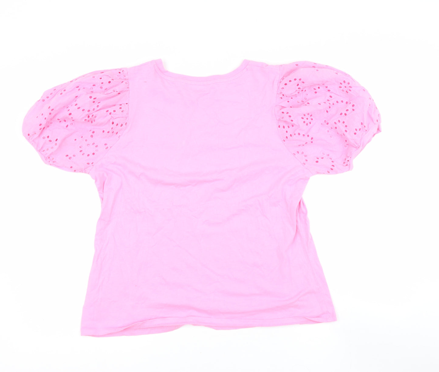 F&F Womens Pink  Cotton Basic T-Shirt Size 14 Round Neck