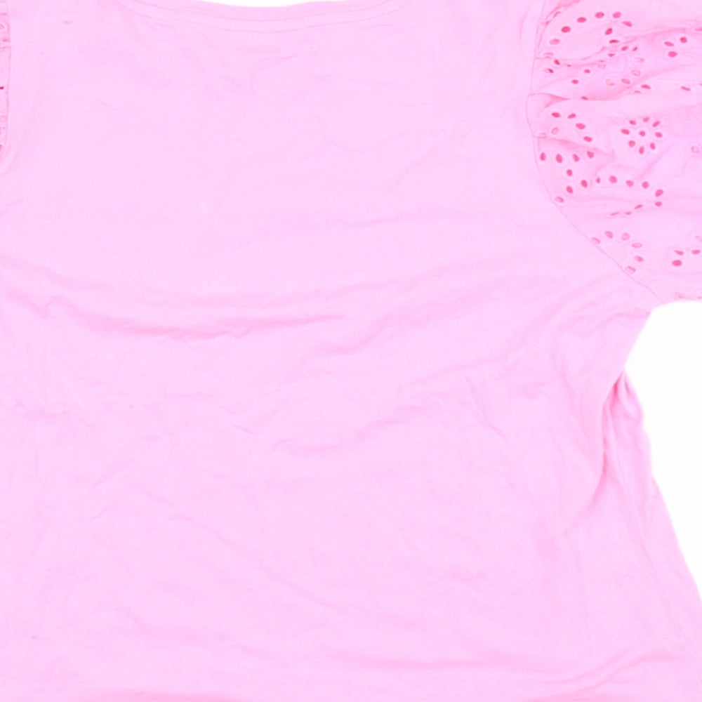 F&F Womens Pink  Cotton Basic T-Shirt Size 14 Round Neck