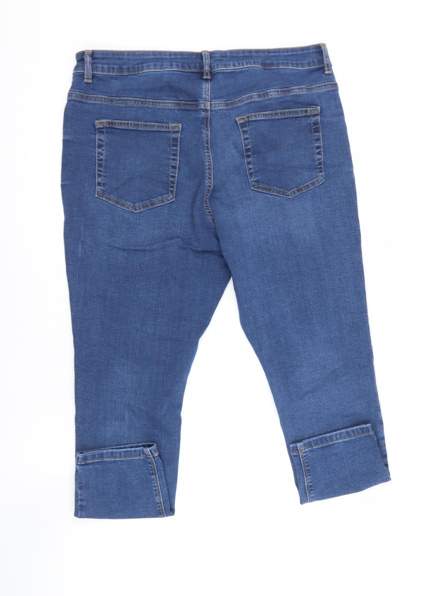 Primark Womens Blue  Cotton Straight Jeans Size 18 L25 in Regular