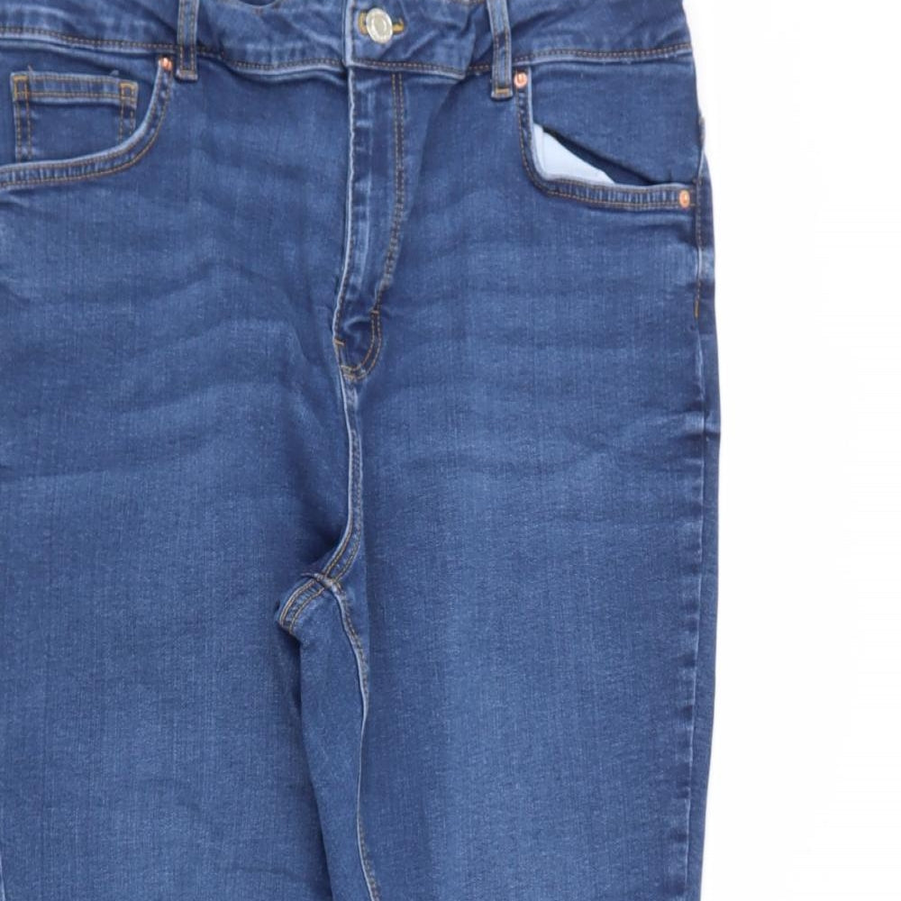 Primark Womens Blue  Cotton Straight Jeans Size 18 L25 in Regular