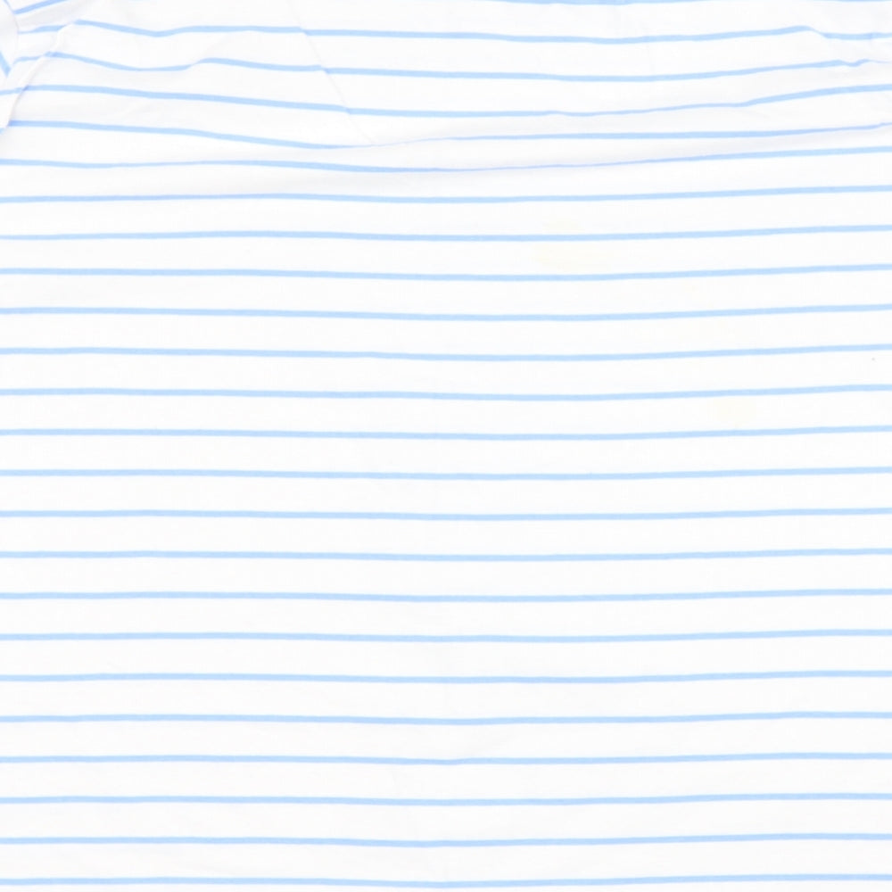 Dunnes Stores Womens Blue Striped Cotton Basic T-Shirt Size XL Round Neck