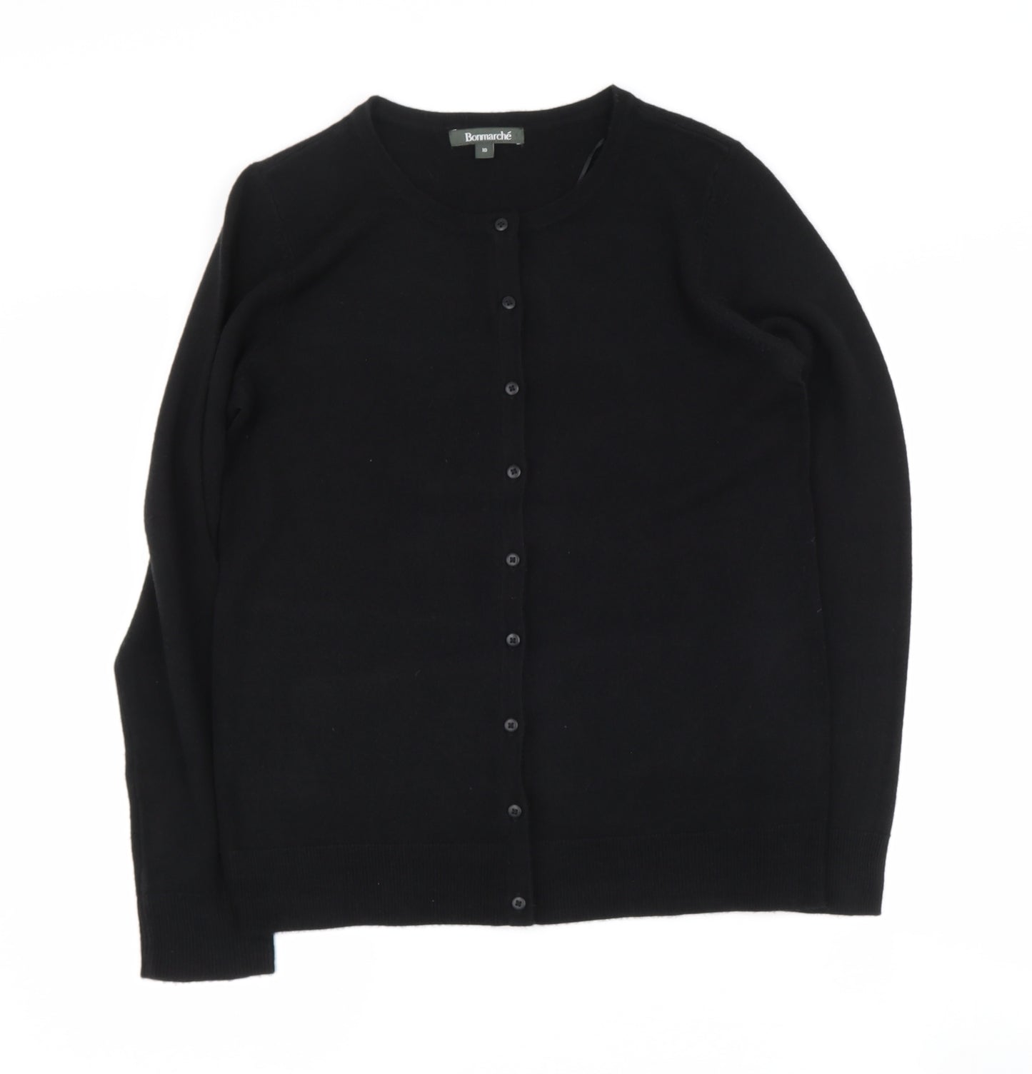 Bonmarché Womens Black Round Neck  Acrylic Cape Jumper Size 10