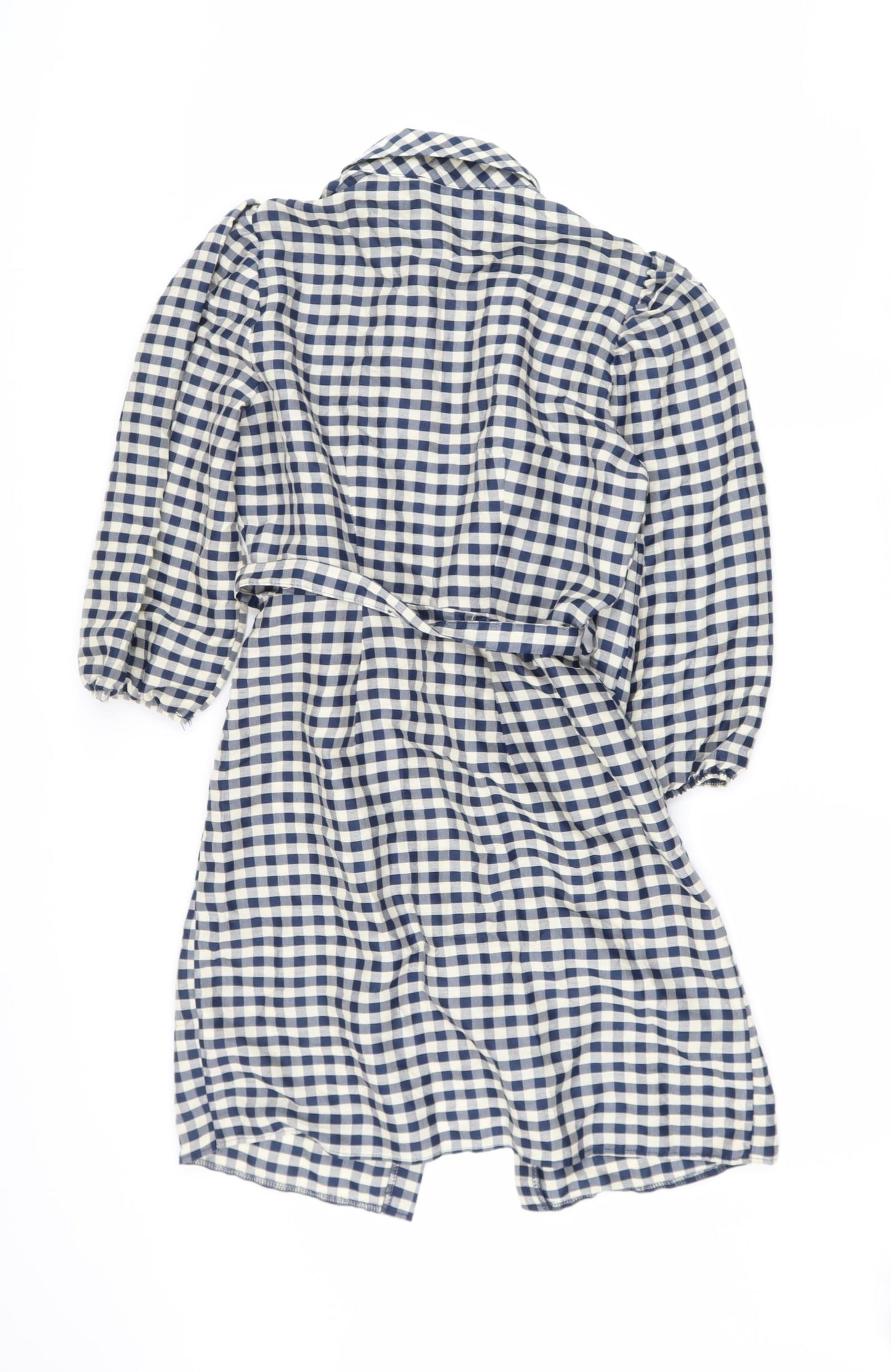 George Womens Blue Check Polyester Shirt Dress  Size 8  Collared